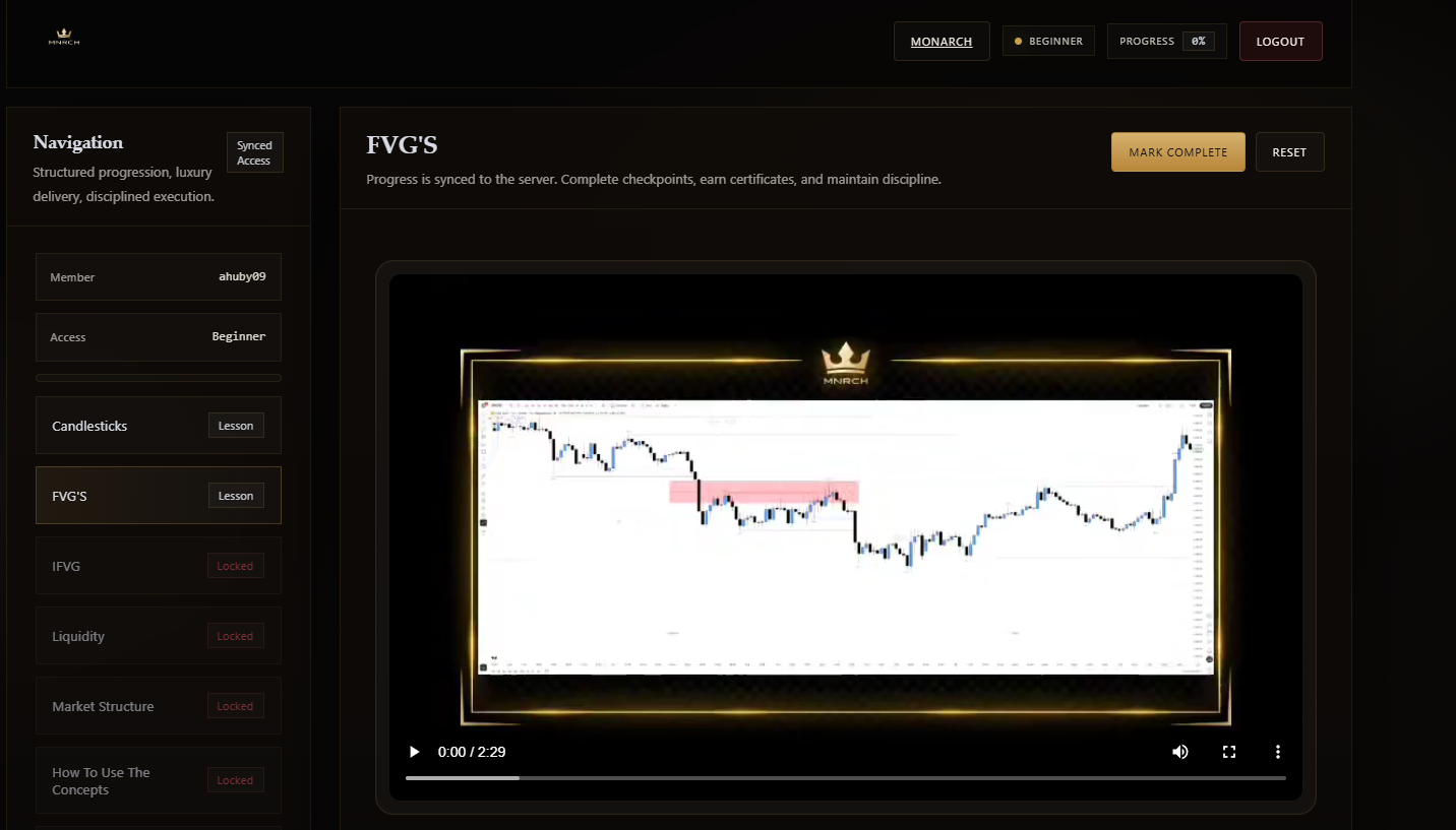 Monarch Learning simulated chart experience